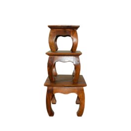 Sheesham Wood Set Of 3 Stools