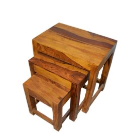 Sheesham Wood Nesting Table Set of 3 Stools